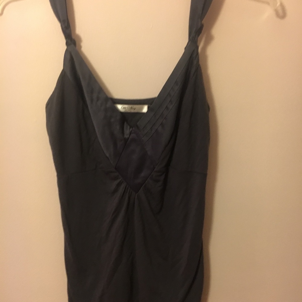 Gray cotton and silk tank top
